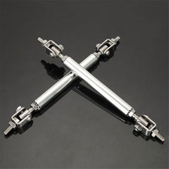 2pcs Silver LARGE Adjustable Universal Front Rear Bumper Lip Splitter Strut Brace Rod Support Bar