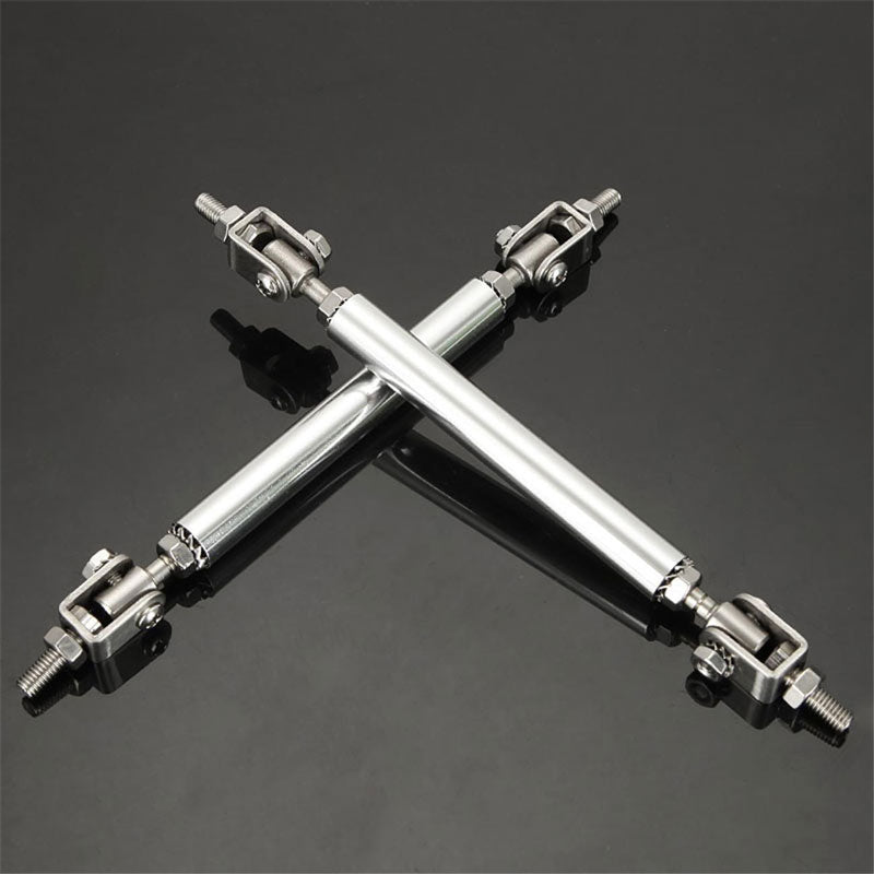 2pcs Silver LARGE Adjustable Universal Front Rear Bumper Lip Splitter Strut Brace Rod Support Bar