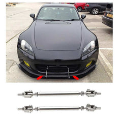 2pcs Silver LARGE Adjustable Universal Front Rear Bumper Lip Splitter Strut Brace Rod Support Bar