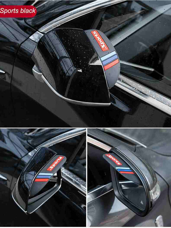 2pcs Sports Black Car Rear View Side Mirror Rain Board Eyebrow Guard Sun Visor
