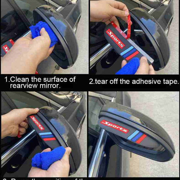 2pcs Sports Black Car Rear View Side Mirror Rain Board Eyebrow Guard Sun Visor