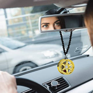 Star Gold Car Mirror Pendant Decoration Metal Wheel Hub Hanging Ornaments Auto Interior