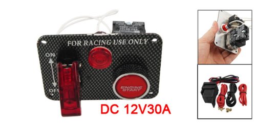 Carbon Fiber Ignition Switch Panel Toggle Engine Start Push Button Racing Car (Small)
