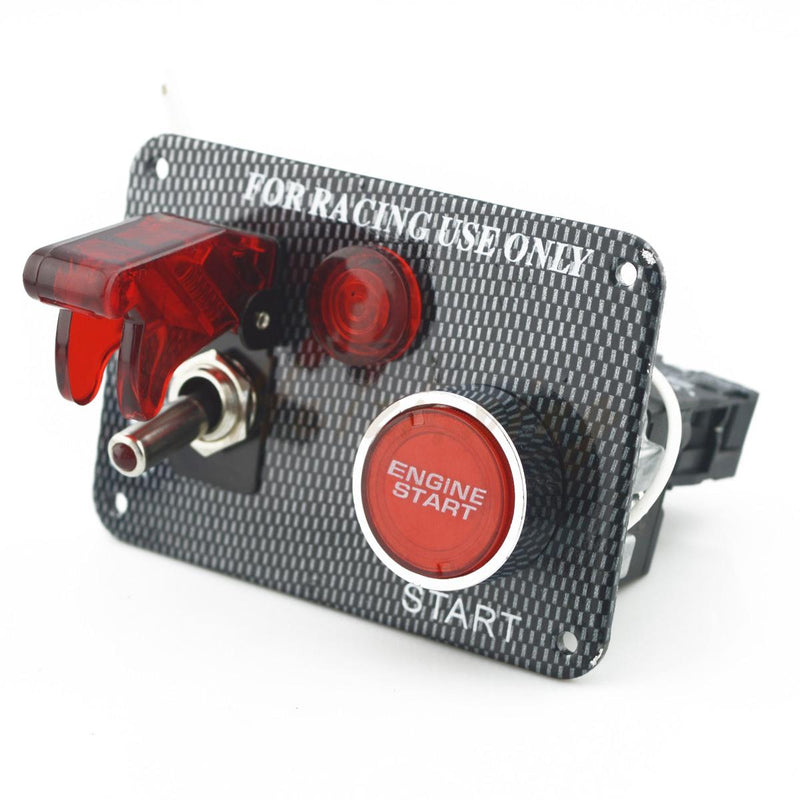 Carbon Fiber Ignition Switch Panel Toggle Engine Start Push Button Racing Car (Small)