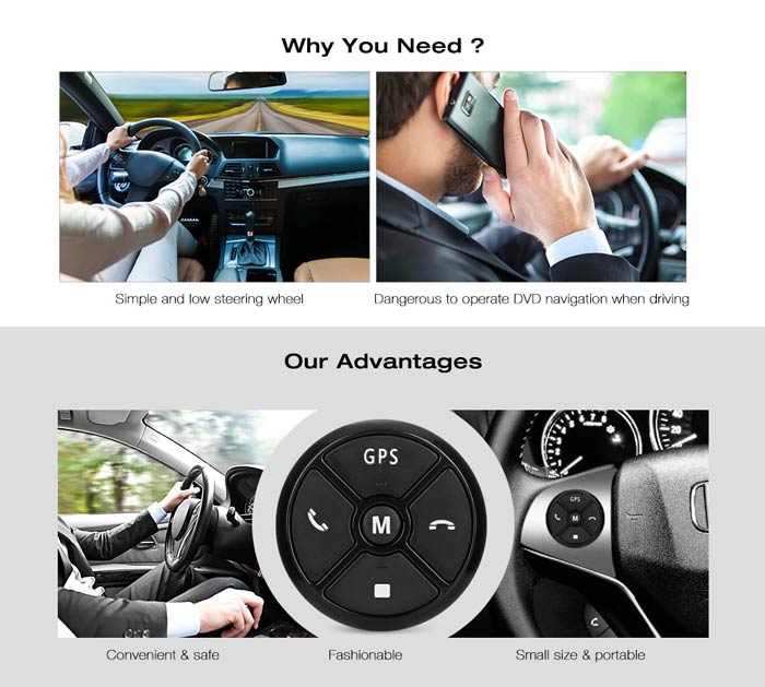 Universal Car Steering Wheel Control Key Music Wireless DVD GPS Navigation Radio Remote Control Buttons