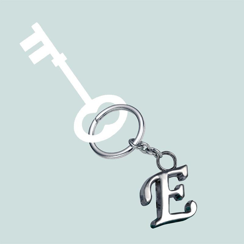 Stylish Letter E Simple Alphabet Key Ring Keychain For Car