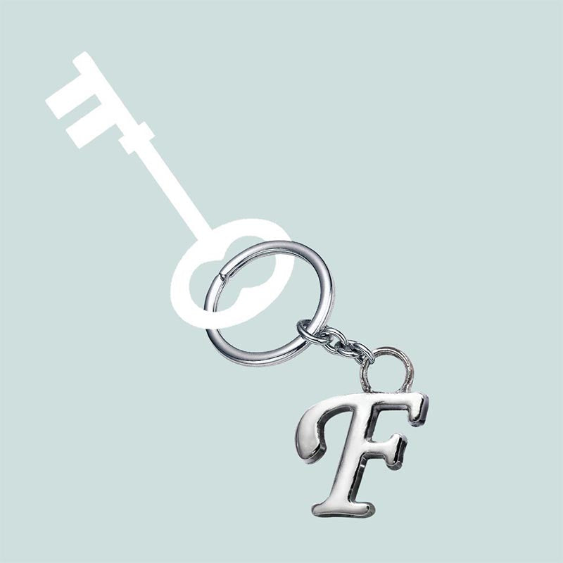 Stylish Letter F Simple Alphabet Key Ring Keychain For Car