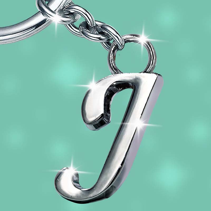Stylish Letter J Simple Alphabet Key Ring Keychain For Car