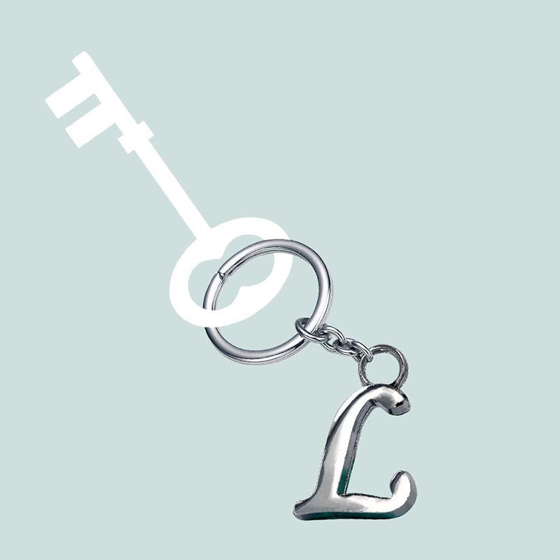 Stylish Letter L Simple Alphabet Key Ring Keychain For Car