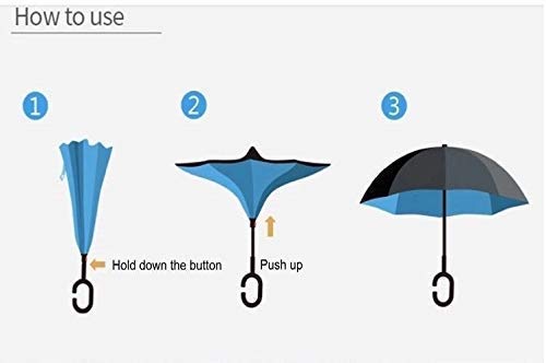 Stylish Newest Double Layer Inverted Umbrella Big Size for Rain| Reversible Windproof Umbrella for UV Protection with C-Shaped Handle| Straight Outdoor Car Umbrellas for Men & Women