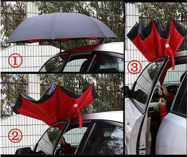 Stylish Newest Double Layer Inverted Umbrella Big Size for Rain| Reversible Windproof Umbrella for UV Protection with C-Shaped Handle| Straight Outdoor Car Umbrellas for Men & Women