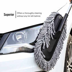 Super Soft Premium Microfiber Car Duster with Extendable Long Handle Wet & Dry Scratch-Free Car Cleaning Multipurpose Dust Cleaner (Grey)