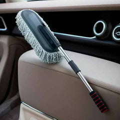 Super Soft Premium Microfiber Car Duster with Extendable Long Handle Wet & Dry Scratch-Free Car Cleaning Multipurpose Dust Cleaner (Grey)