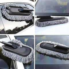 Super Soft Premium Microfiber Car Duster with Extendable Long Handle Wet & Dry Scratch-Free Car Cleaning Multipurpose Dust Cleaner (Grey)