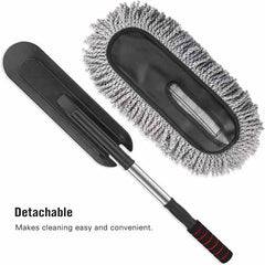 Super Soft Premium Microfiber Car Duster with Extendable Long Handle Wet & Dry Scratch-Free Car Cleaning Multipurpose Dust Cleaner (Grey)