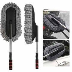 Super Soft Premium Microfiber Car Duster with Extendable Long Handle Wet & Dry Scratch-Free Car Cleaning Multipurpose Dust Cleaner (Grey)