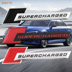 1pcs Red Chrome SUPERCHARGED 3D Metal Car Sticker Emblem Badge Car Bike Decorative