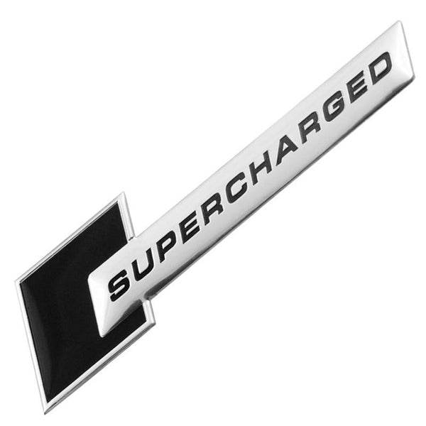 1pcs Black Chrome SUPERCHARGED 3D Metal Car Sticker Emblem Badge Car Bike Decorative