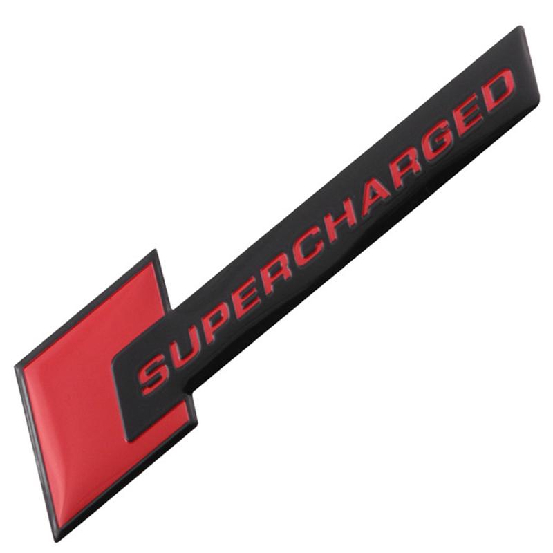 1pcs Red Black SUPERCHARGED 3D Metal Car Sticker Emblem Badge Car Bike Decorative