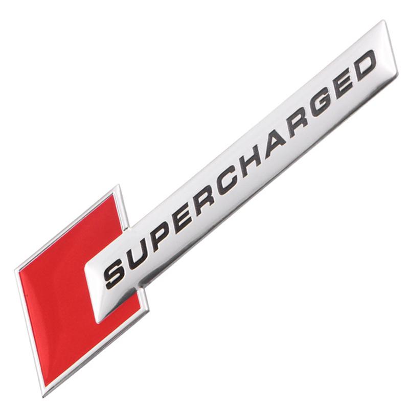 1pcs Red Chrome SUPERCHARGED 3D Metal Car Sticker Emblem Badge Car Bike Decorative