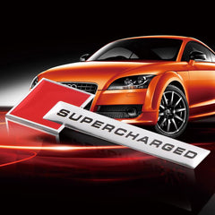 1pcs Red Chrome SUPERCHARGED 3D Metal Car Sticker Emblem Badge Car Bike Decorative