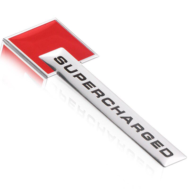 1pcs Red Chrome SUPERCHARGED 3D Metal Car Sticker Emblem Badge Car Bike Decorative