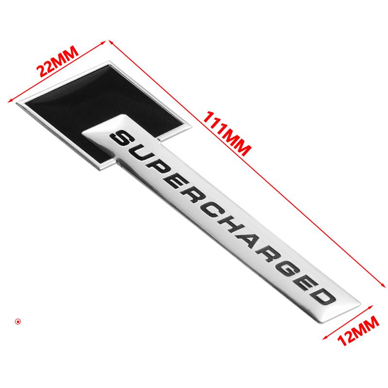 1pcs Black Chrome SUPERCHARGED 3D Metal Car Sticker Emblem Badge Car Bike Decorative