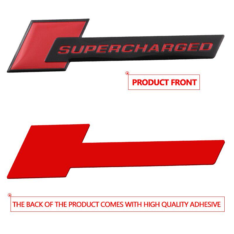 1pcs Red Chrome SUPERCHARGED 3D Metal Car Sticker Emblem Badge Car Bike Decorative