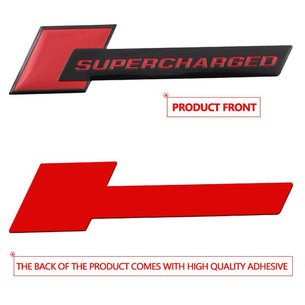 1pcs Black Chrome SUPERCHARGED 3D Metal Car Sticker Emblem Badge Car Bike Decorative