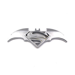 Car 3D BATMAN SUPERMAN SILVER Logo Aluminium Alloy Metal Emblem Badge Sticker Decal New