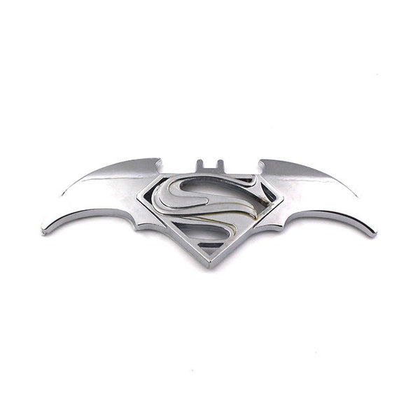 Car 3D BATMAN SUPERMAN SILVER Logo Aluminium Alloy Metal Emblem Badge Sticker Decal New