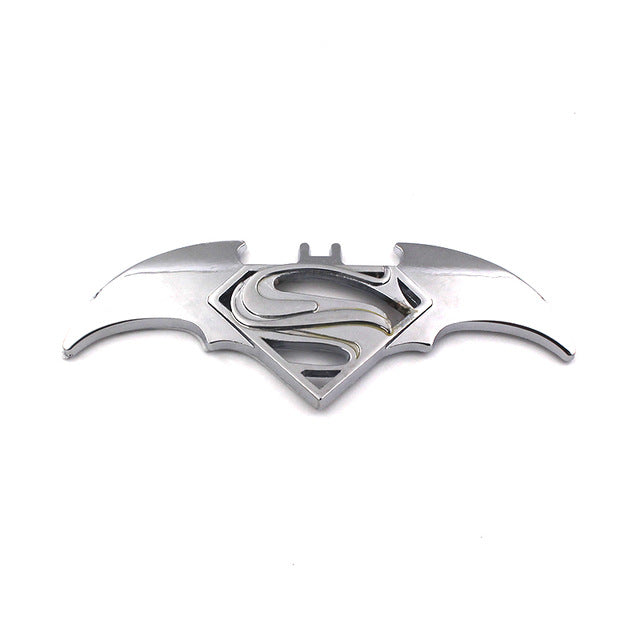 Car 3D BATMAN SUPERMAN SILVER Logo Aluminium Alloy Metal Emblem Badge Sticker Decal New