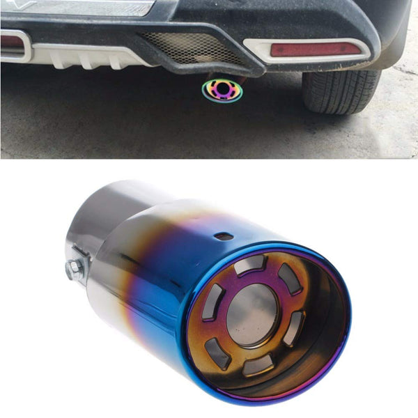 Heavy Jali Straight Burnt Blue Color Universal Stainless Steel Exhaust Tip Pipe Car Rear Exhaust Muffler Modification
