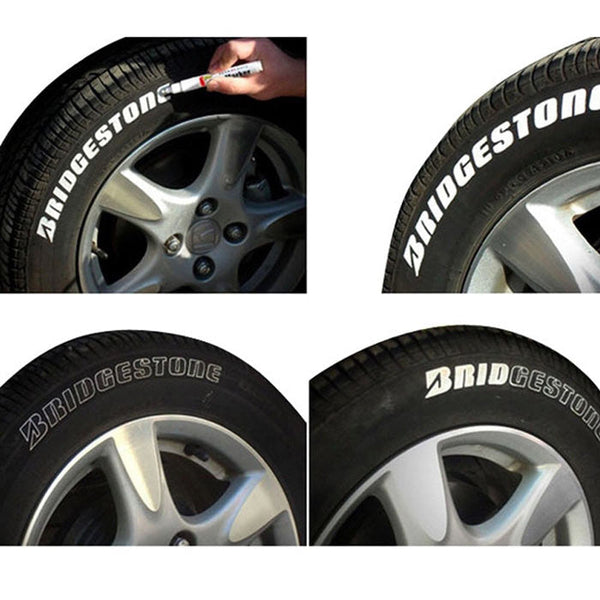 6pcs White Tire Lettering Waterproof Permanent Paint Pens Marker Car Write on Tyre