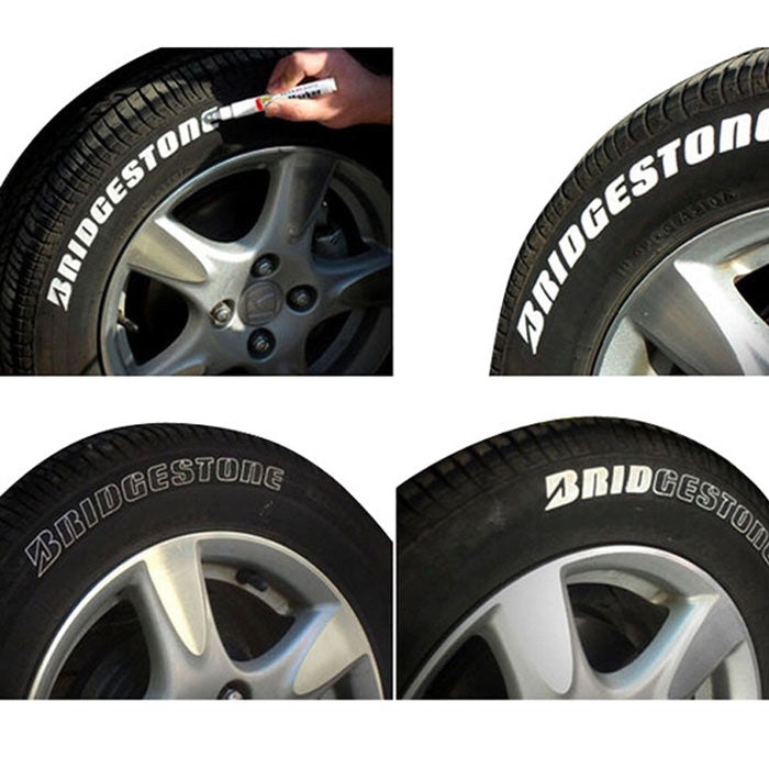 6pcs White Tire Lettering Waterproof Permanent Paint Pens Marker Car Write on Tyre