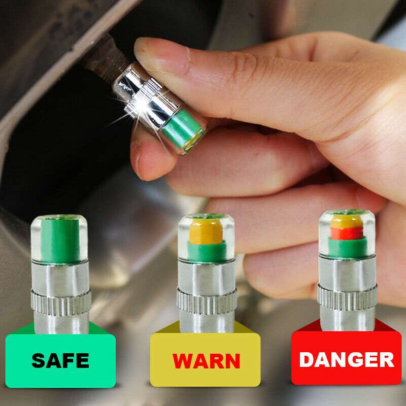 4Pcs/Set Car Tire Tyre Air Pressure Valve Stem Caps Sensor Indicator Alert