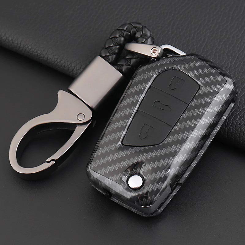 Toyota 3 Button Flip Key ABS+Silicone Car Key Cover Case With Keychain For Innova Crysta, Corolla Altis