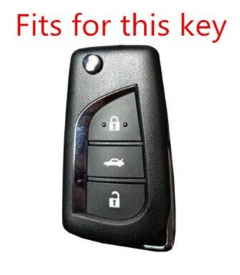Toyota 3 Button Flip Key ABS+Silicone Car Key Cover Case With Keychain For Innova Crysta, Corolla Altis