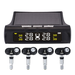 Car TPMS OEM Tire Pressure Digital Solar Energy Monitoring System Auto Security Tire Pressure Alarm Systems LCD Display with 4 Internal Sensors