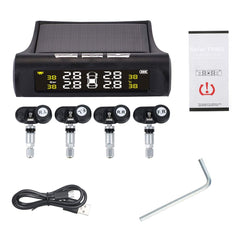 Car TPMS OEM Tire Pressure Digital Solar Energy Monitoring System Auto Security Tire Pressure Alarm Systems LCD Display with 4 Internal Sensors