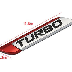 3D Metal TURBO Car Emblem for Auto Turbocharged Drive Display, Never Fade & Water Proof & 3M Self Adhesive - Red