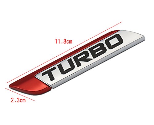 3D Metal TURBO Car Emblem for Auto Turbocharged Drive Display, Never Fade & Water Proof & 3M Self Adhesive - Red