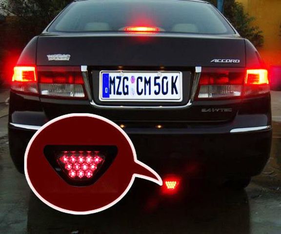 F1 Style Triangle 12 RED LED Flashing 3rd Brake Lamp Light