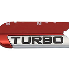 3D Metal TURBO Car Emblem for Auto Turbocharged Drive Display, Never Fade & Water Proof & 3M Self Adhesive - Red