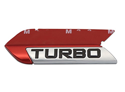 3D Metal TURBO Car Emblem for Auto Turbocharged Drive Display, Never Fade & Water Proof & 3M Self Adhesive - Red