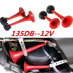 Double Trumpet Pressure Air Horn For Motorcycle Car Super Loud 135db 12V