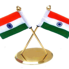 Criss-Cross Indian National Flag Miniature with Metal Stand for Home Office Desk car Dashboard 4