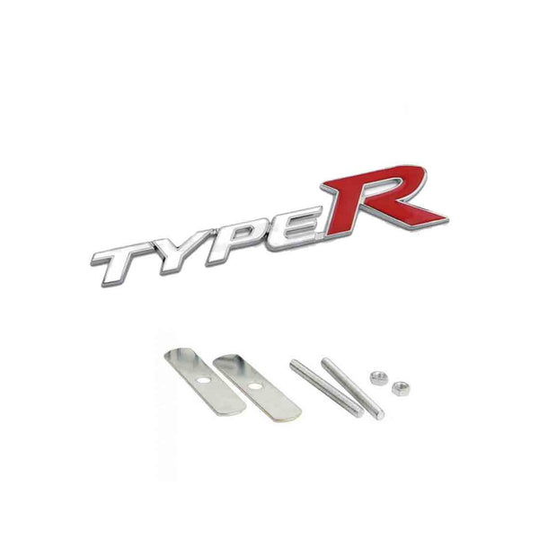 1pc Front Grill White & Red TypeR 3D Car Emblem Tuning Metal Logo Badge