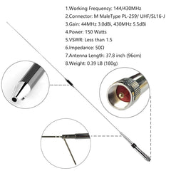 Nagoya Car Radio Antenna 27MHz 150W 3.0dBi Mobile Antenna Length 130CM(51.1in) (1 Pack)