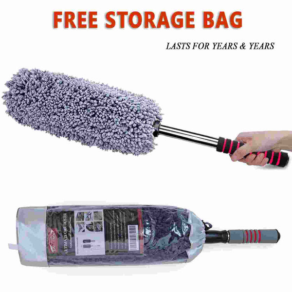 Ultra Soft Microfiber Lint Free Brush Extendable Telescoping Handle Tool Interior Exterior Multipurpose Smooth Cleaner Car Cleaning Duster with Storage Bag